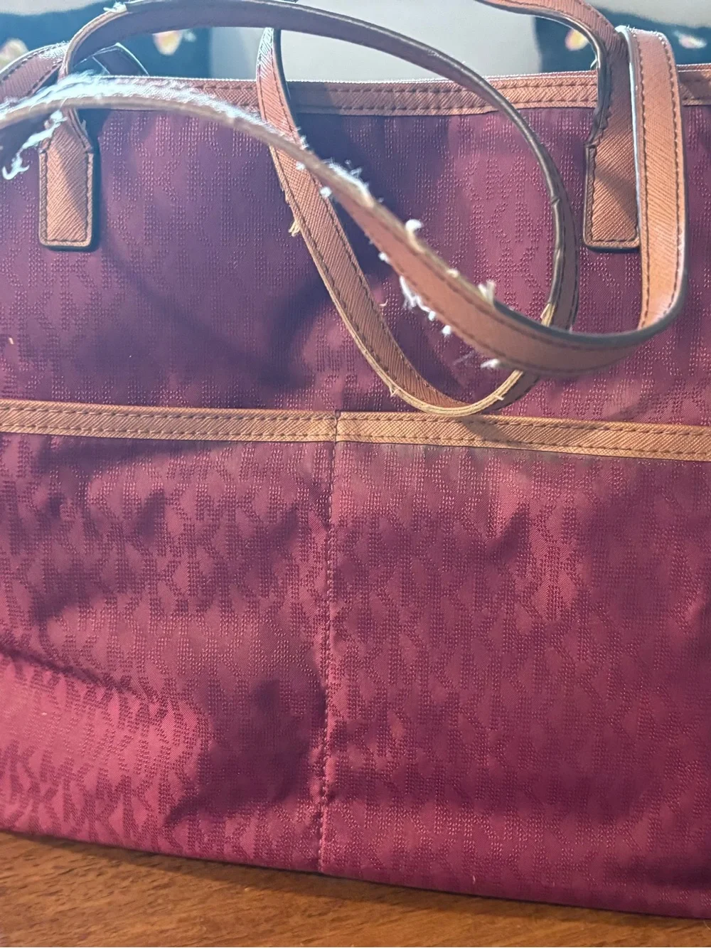 Michael Kors Burgundy Tote with Gold Hardware